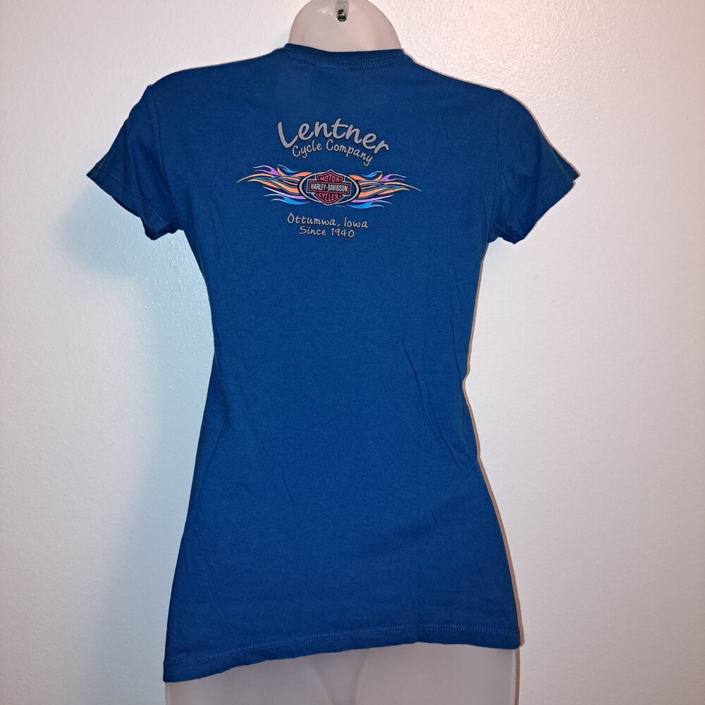 Harley Davidson Short Sleeve Metallic Iridescent Scroll Print Tee - Picture 6 of 8